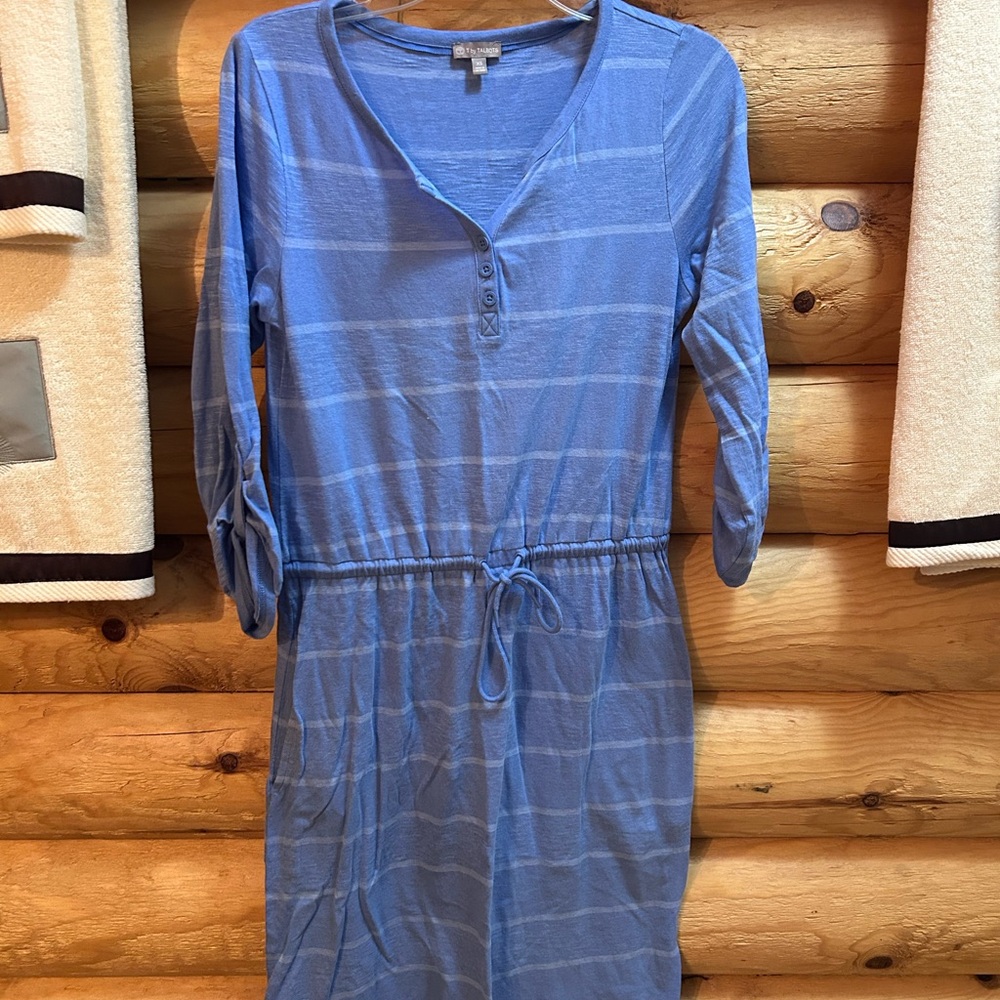 Talbots Light Blue Striped Long Sleeve Dress w/Pockets
